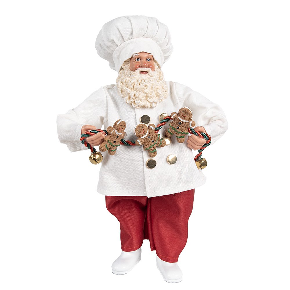 Kerstdecoratie Beeld Kerstman 27 cm Wit Rood Textiel