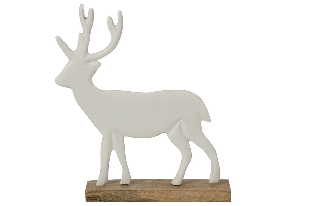 J-Line Hert op voet - aluminium - wit/naturel - large