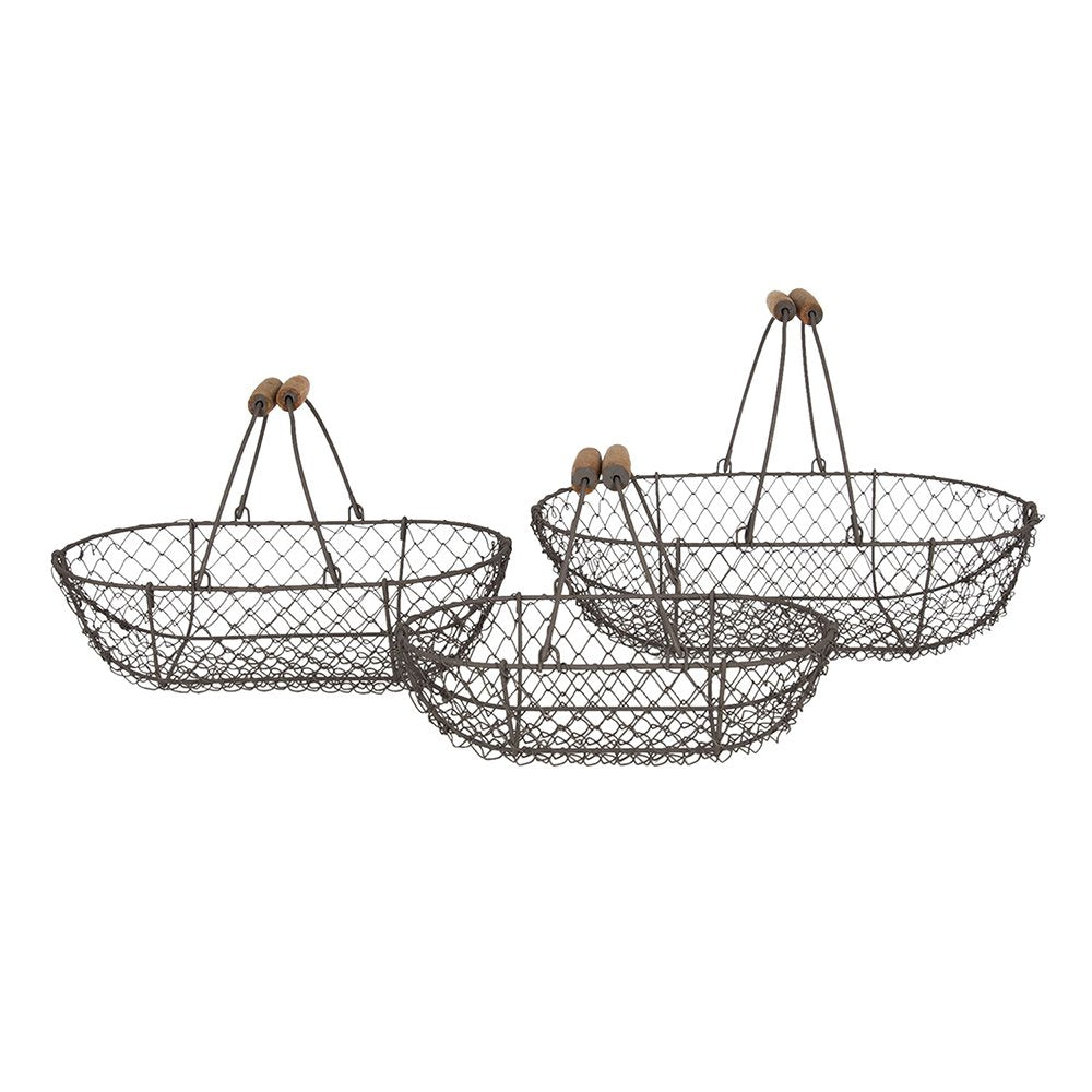 Opbergmand Set van 3 38x22x10 cm Bruin IJzer Mand