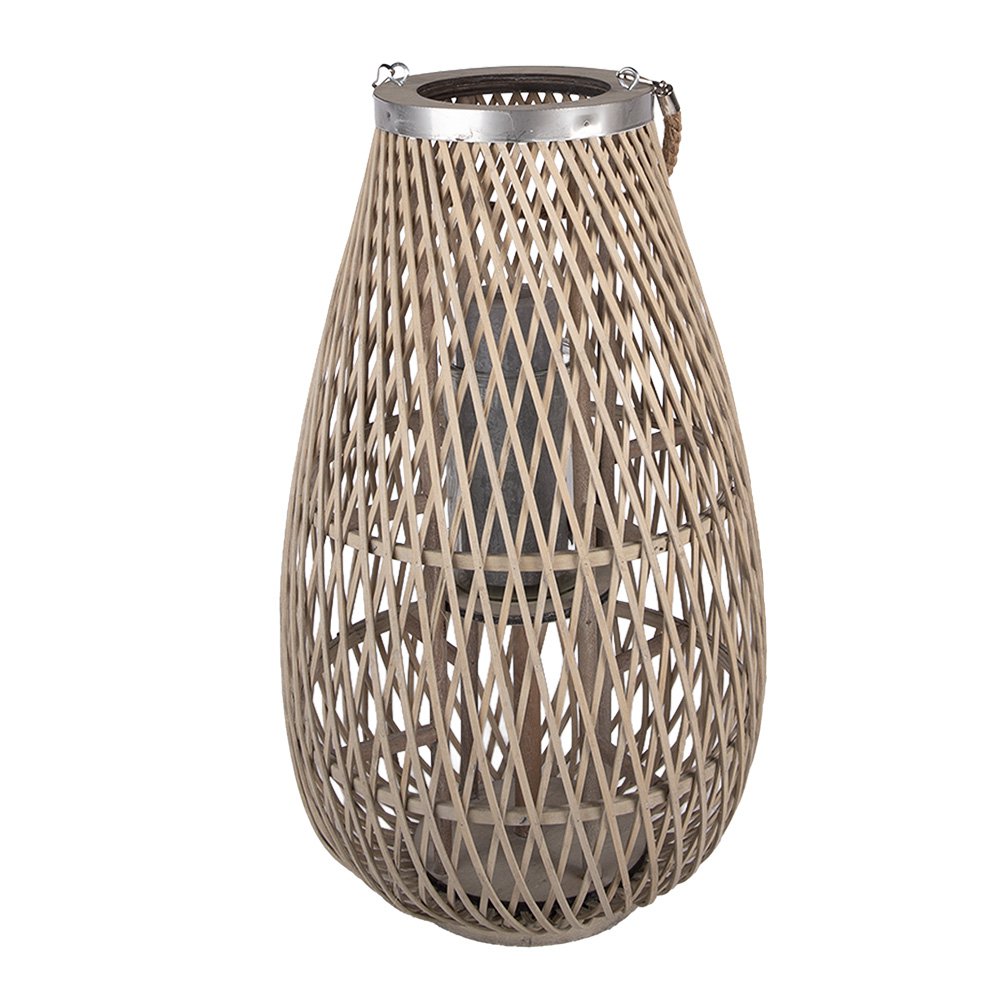 Windlicht Beige Rotan