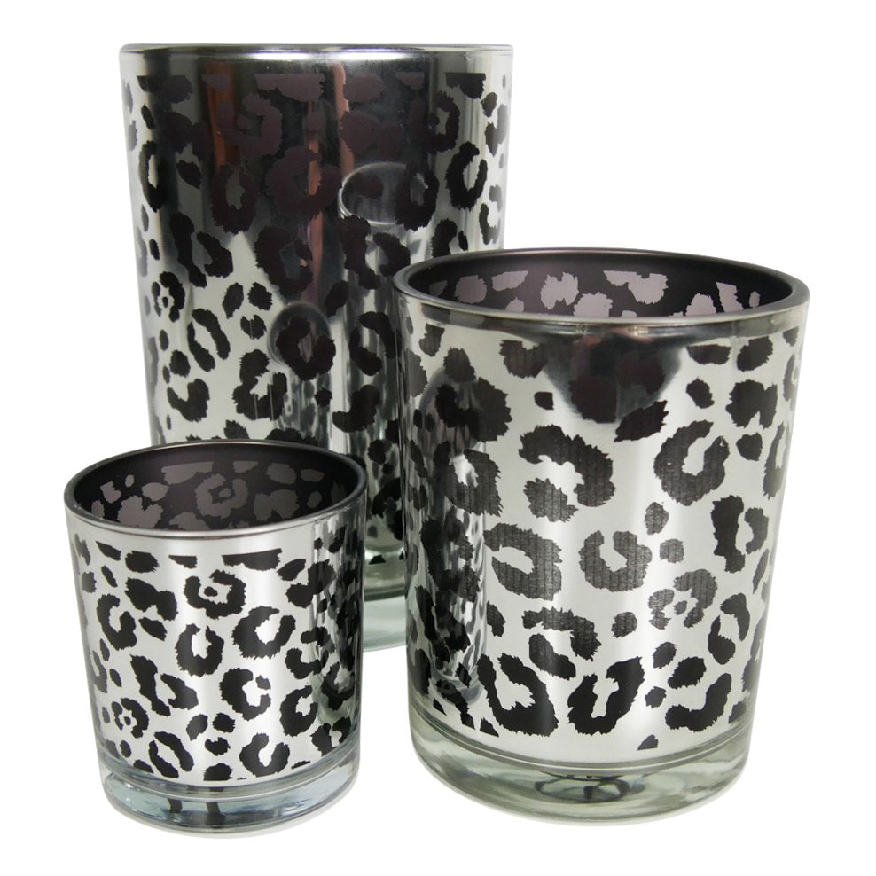 Theelichthouder zilver leopard large 18cm*