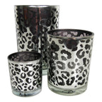 Theelichthouder zilver leopard large 18cm*