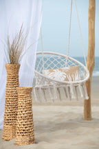 J-Line hangstoel Macramé + Kwastjes - polyester - beige