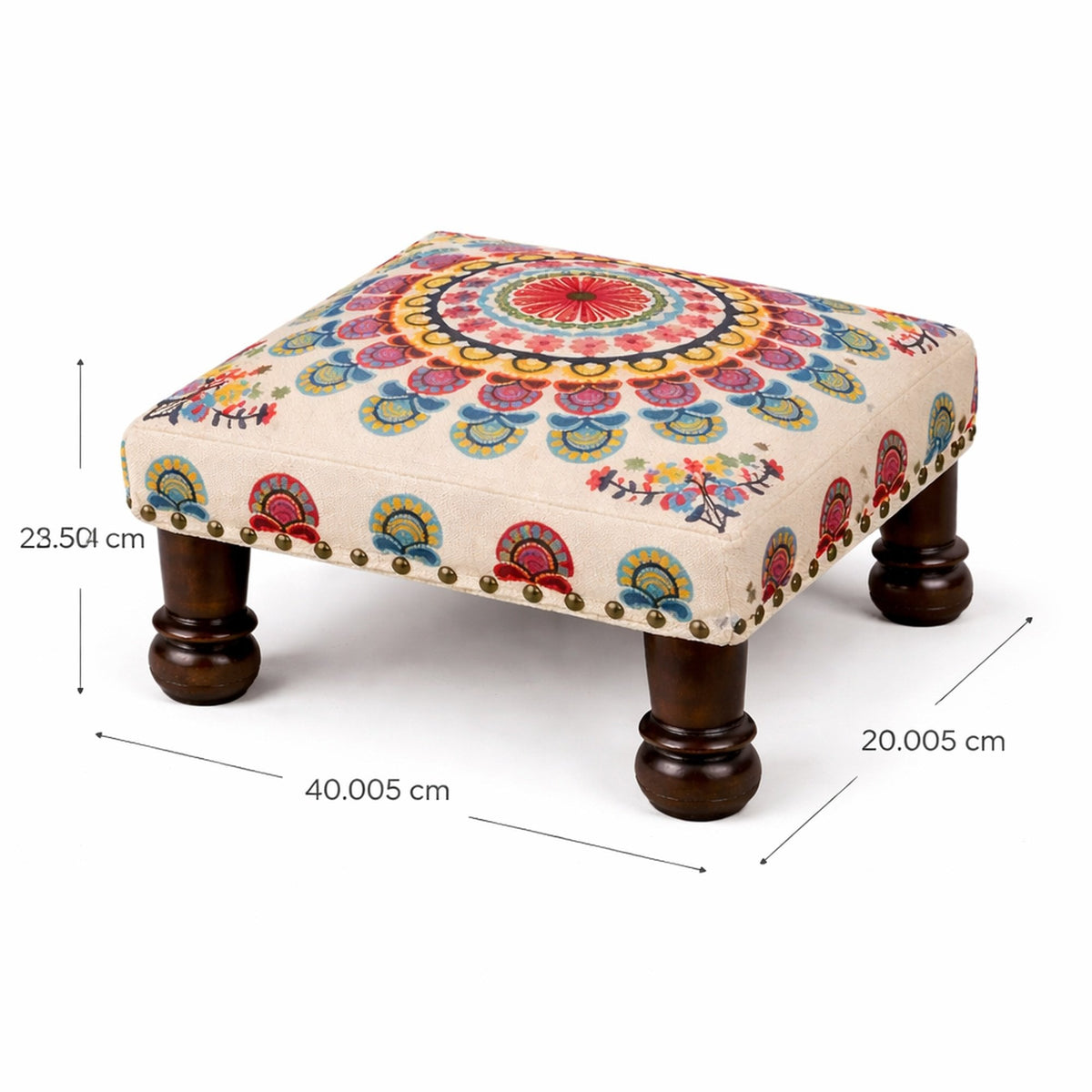 Mystic Mandala katoenen voetenbank met houten poten