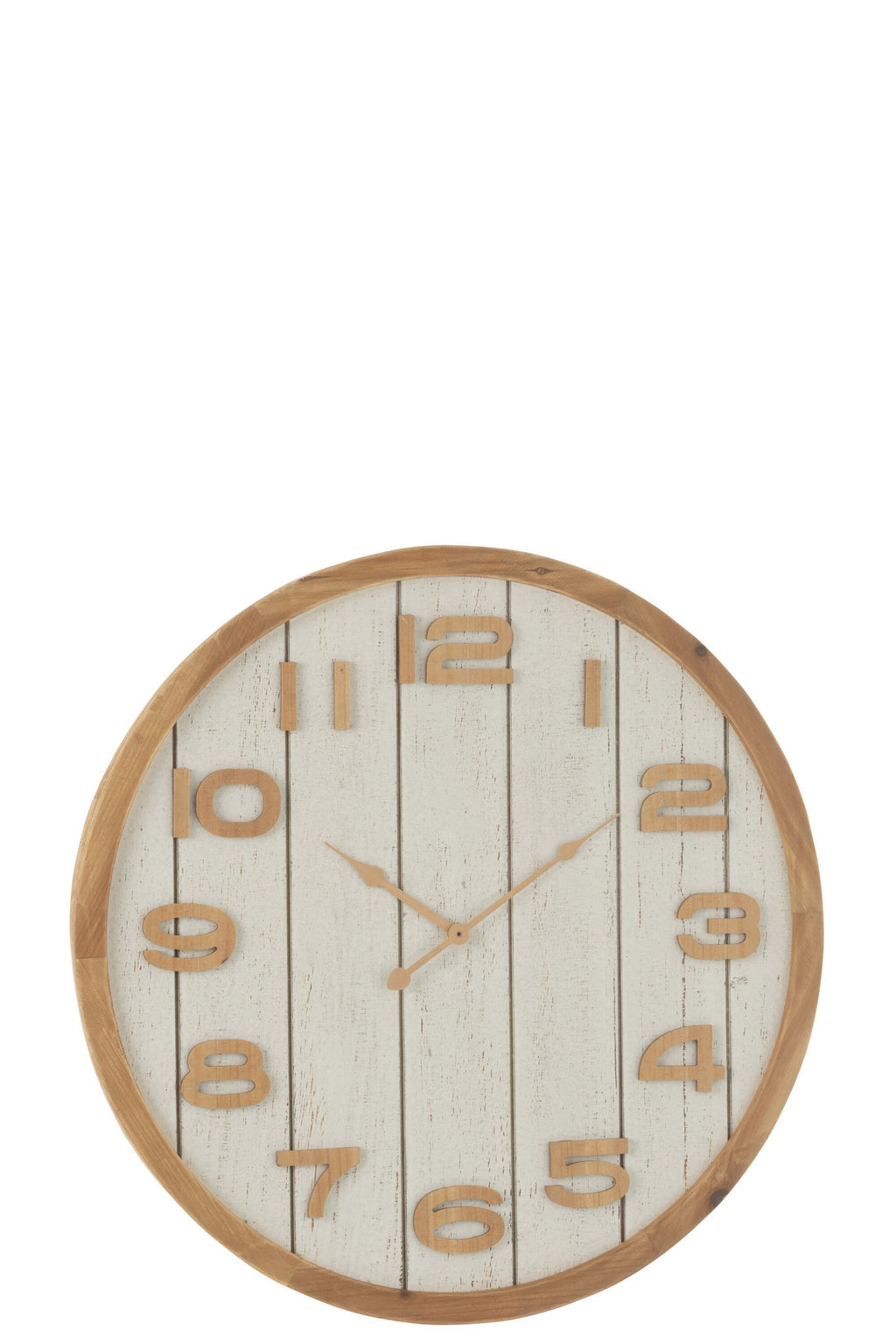 J-Line Wandklok Hout/Mdf Wit/Naturel Large
