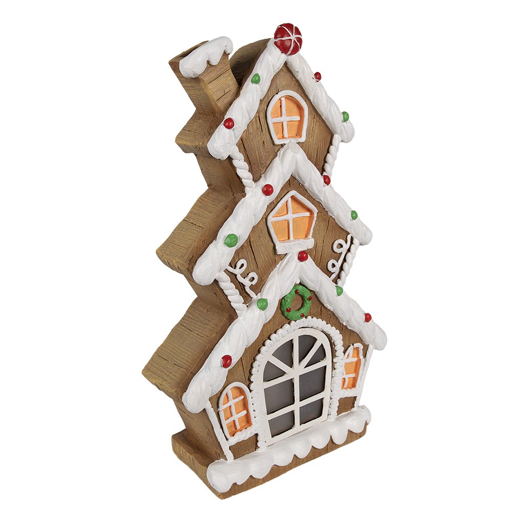 Gingerbread house met LED 24x11x41 cm Bruin Kunststof Peperkoekhuisje