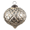 Kerstbal 9x9x9 cm Beige Glas Kerstdecoratie