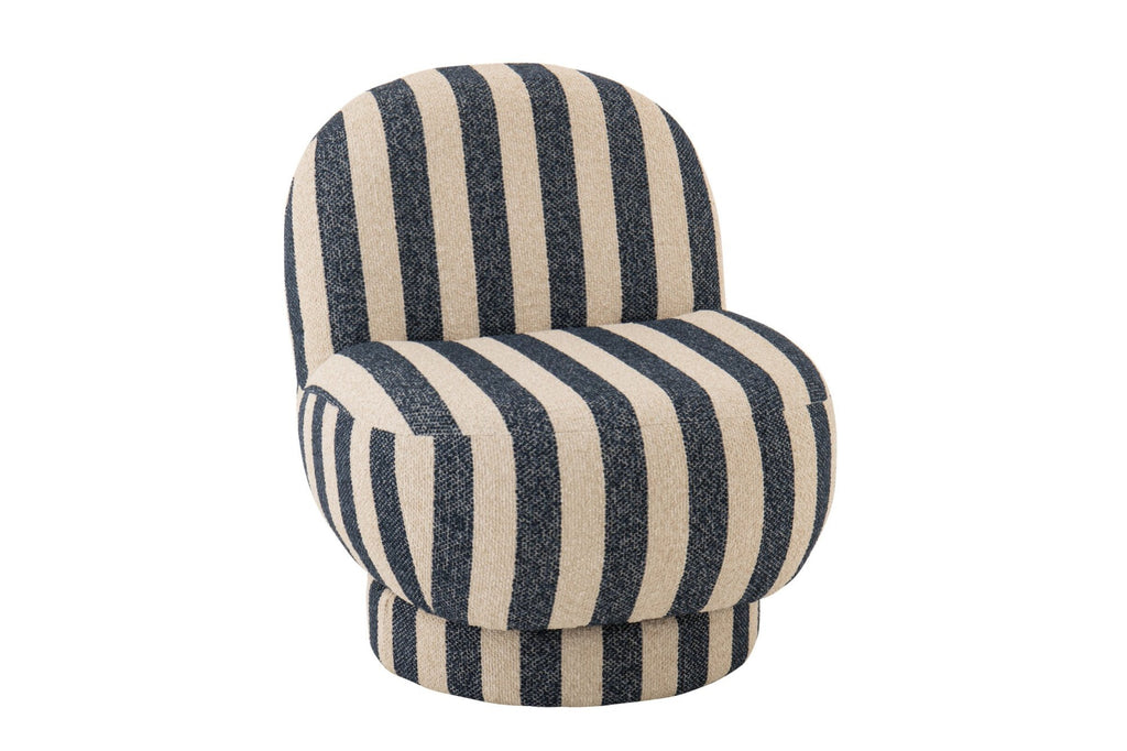 J-Line loungestoel Gestreept - textiel - blauw/gebroken wit
