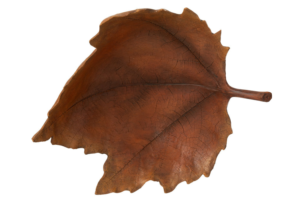 J-Line decoratie Plateau Blad Herfst - polyresin - bruin