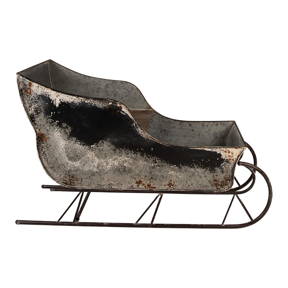Kerstdecoratie Beeld Slee 123x46x74 cm Grijs Metaal