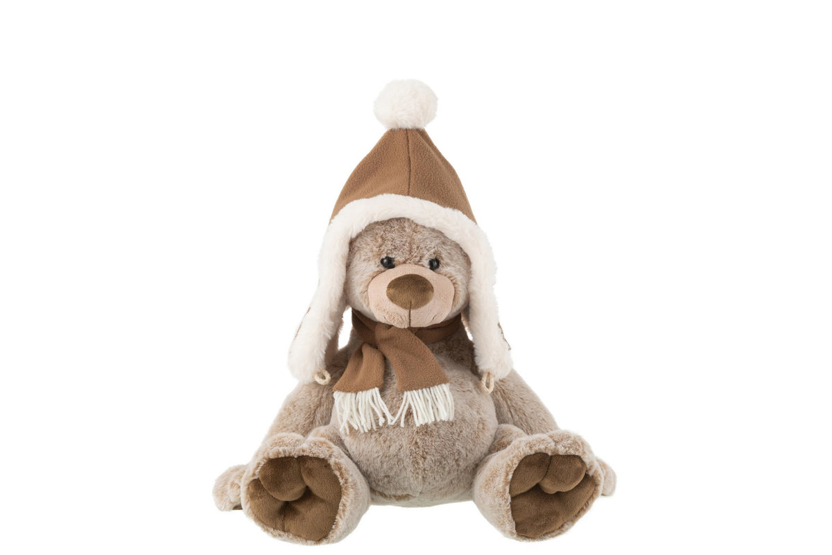 J-Line Beer+Hoed Pluche Polyester Bruin Medium