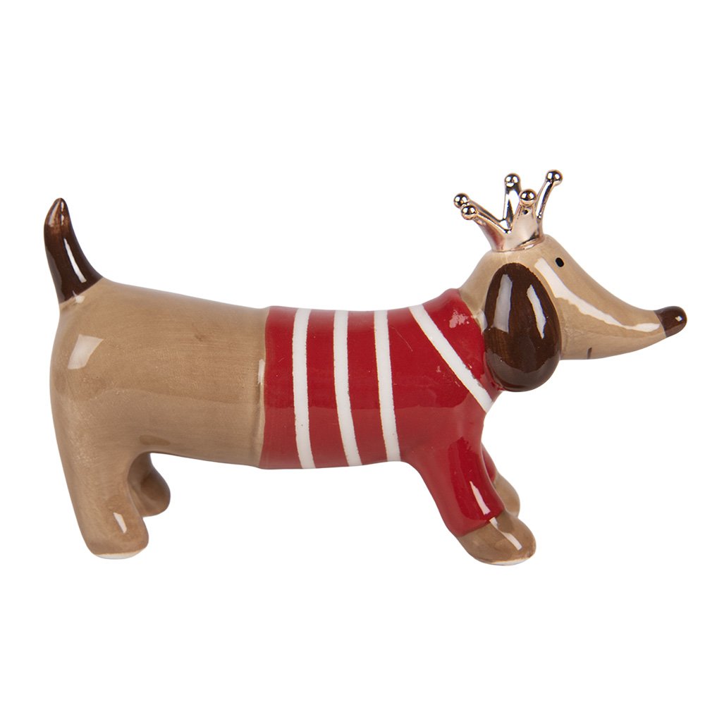 Decoratie Beeld Hond 24x6x13 cm Bruin Keramiek