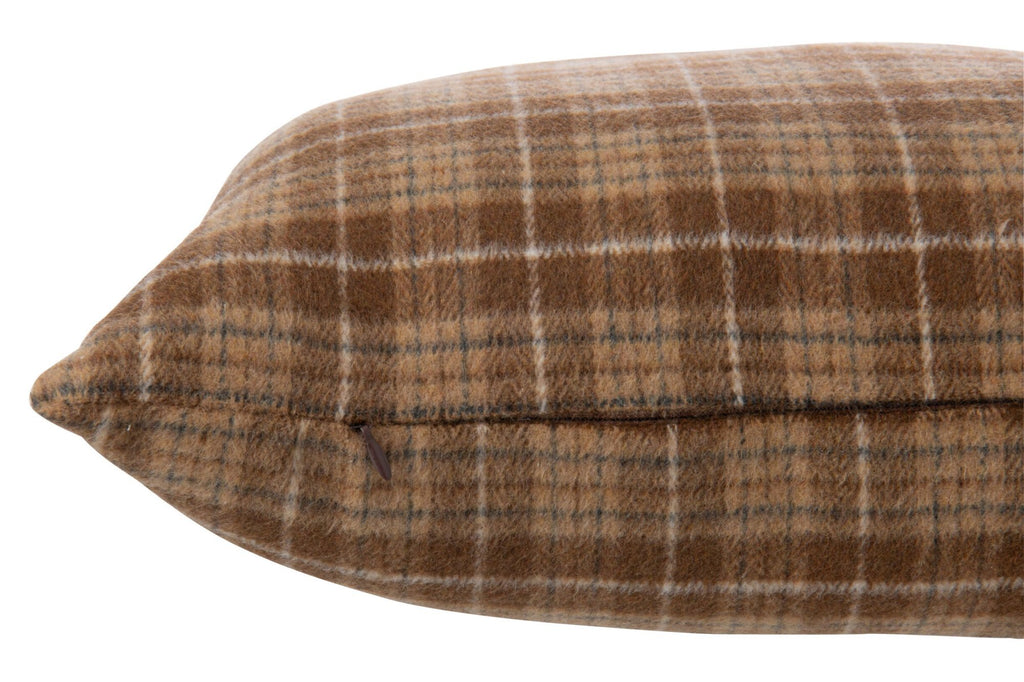 J-Line Kussen met ruitmotief - polyester - camel/bruin