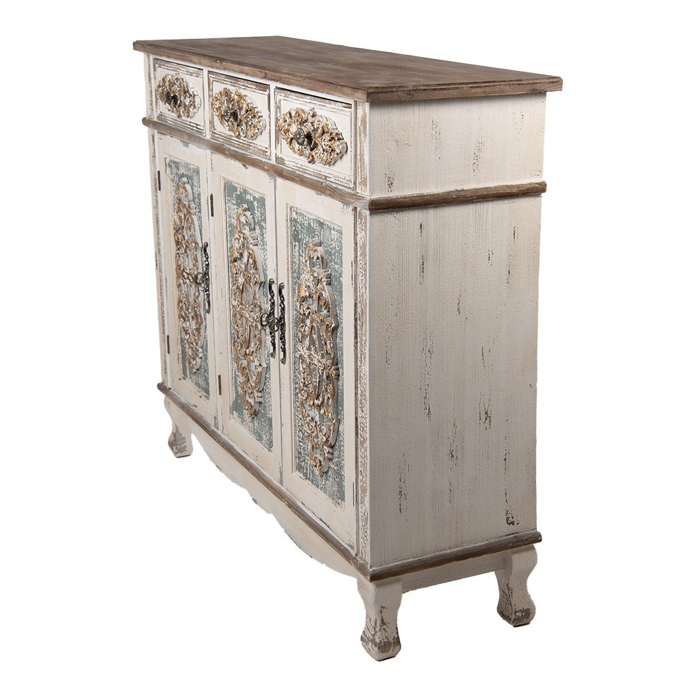 Dressoir Wit Bruin, Hout 126x40x112 cm