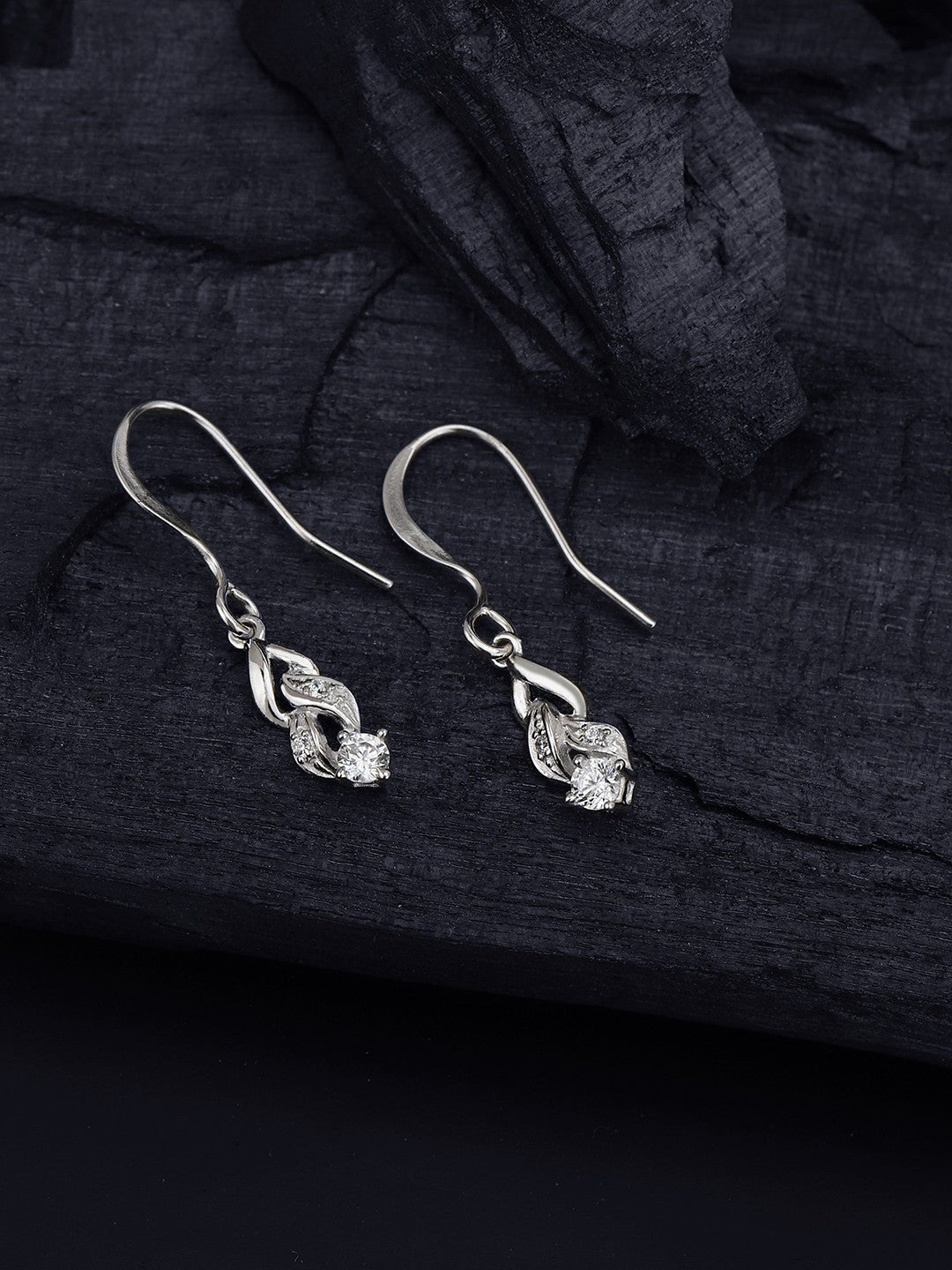 Hangende oorbellen met CZ-oorbellen van sterling zilver – gerhodineerd – lengte 1,5 cm