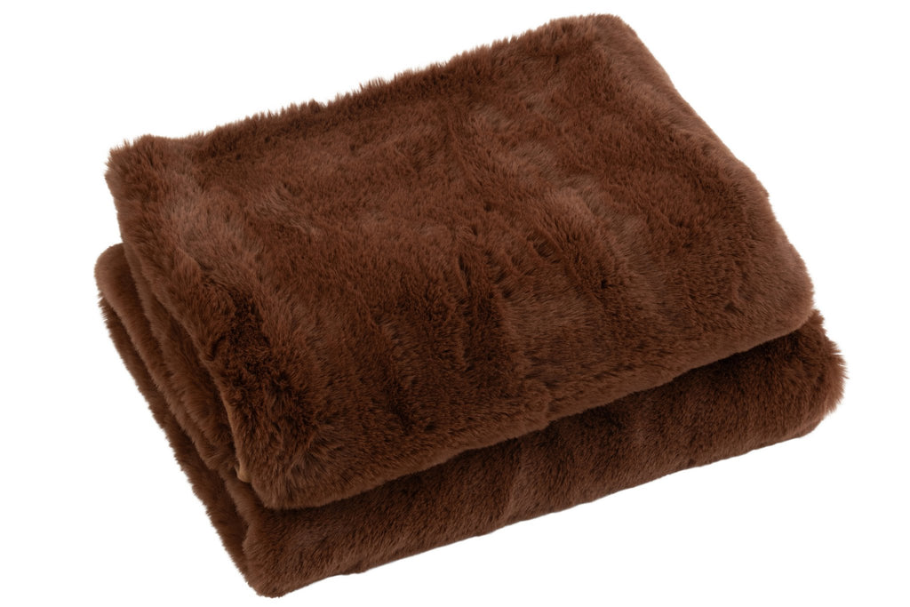 J-Line Plaid cutie - fleece deken – polyester – bruin - 180 x 130 cm