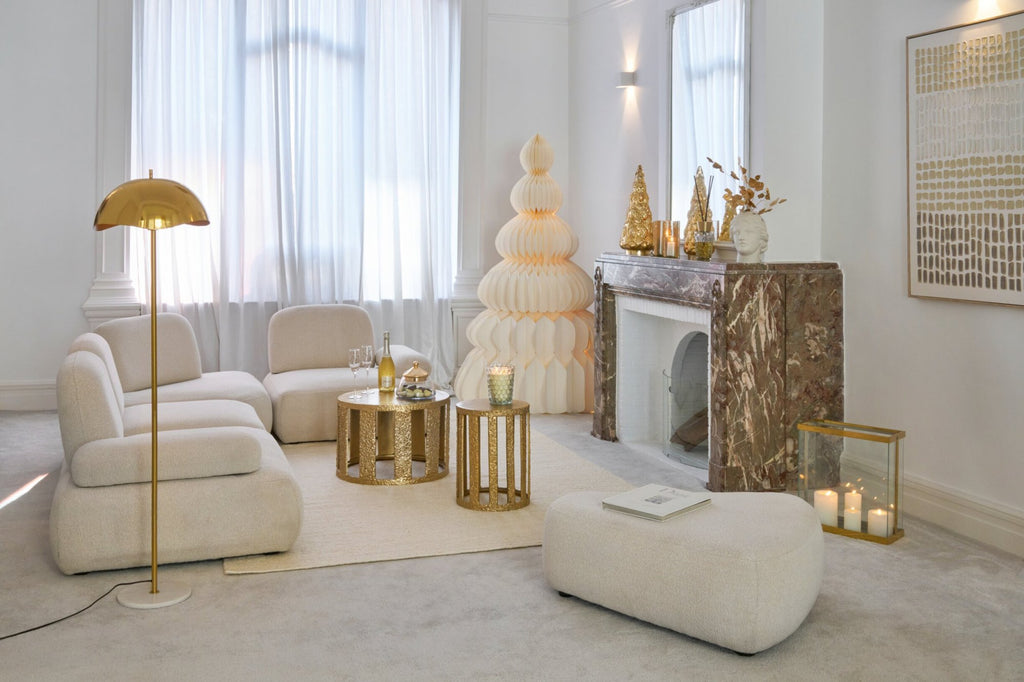 J-Line Gestreepte salontafel - aluminium - goud