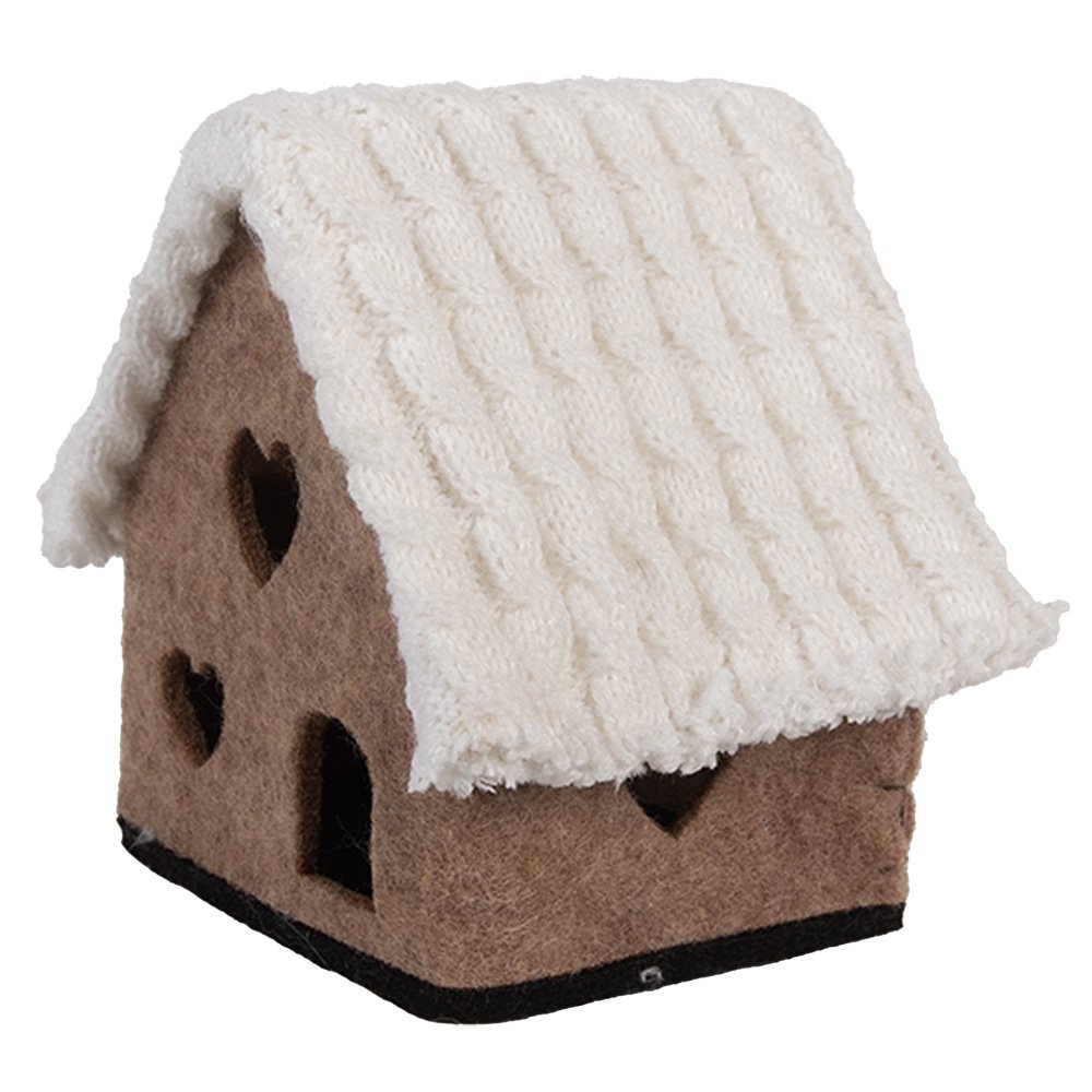 Decoratie Beeld Huis 13x10x13 cm Bruin Textiel
