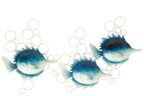 J-Line wanddecoratie Vis Luchtbellen - metaal - blauw/wit