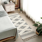 Handgeweven katoenen vloerkleed – zwart zigzagpatroon – 60x152 cm