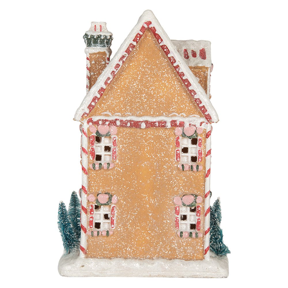 Gingerbread house met LED 17x12x25 cm Bruin Kunststof