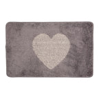 Badmat 78x48x1 cm Grijs Polyester Hart