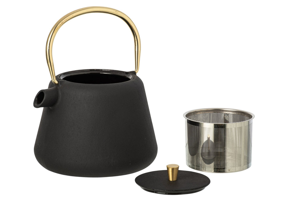 J-Line theepot - ijzer - zwart/goud