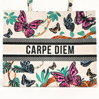Tote Bag - Canvas met vlinderprint – Eco-vriendelijke herbruikbare boodschappen- en dagelijkse schoudertas (41 x 16 x 34 cm)
