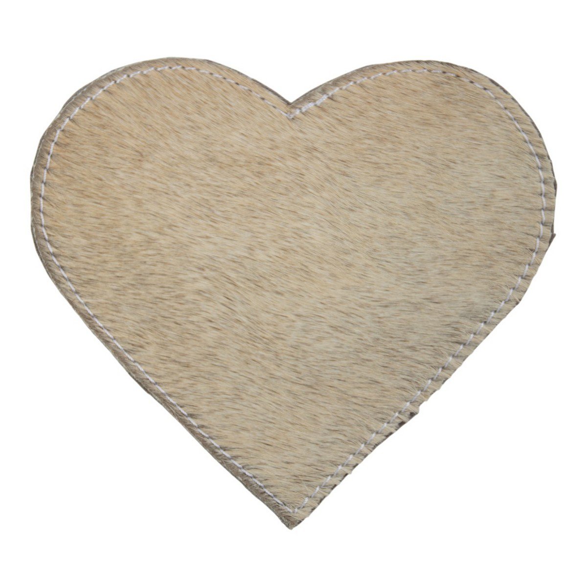 Onderzetter koehuid hart grijs 14cm