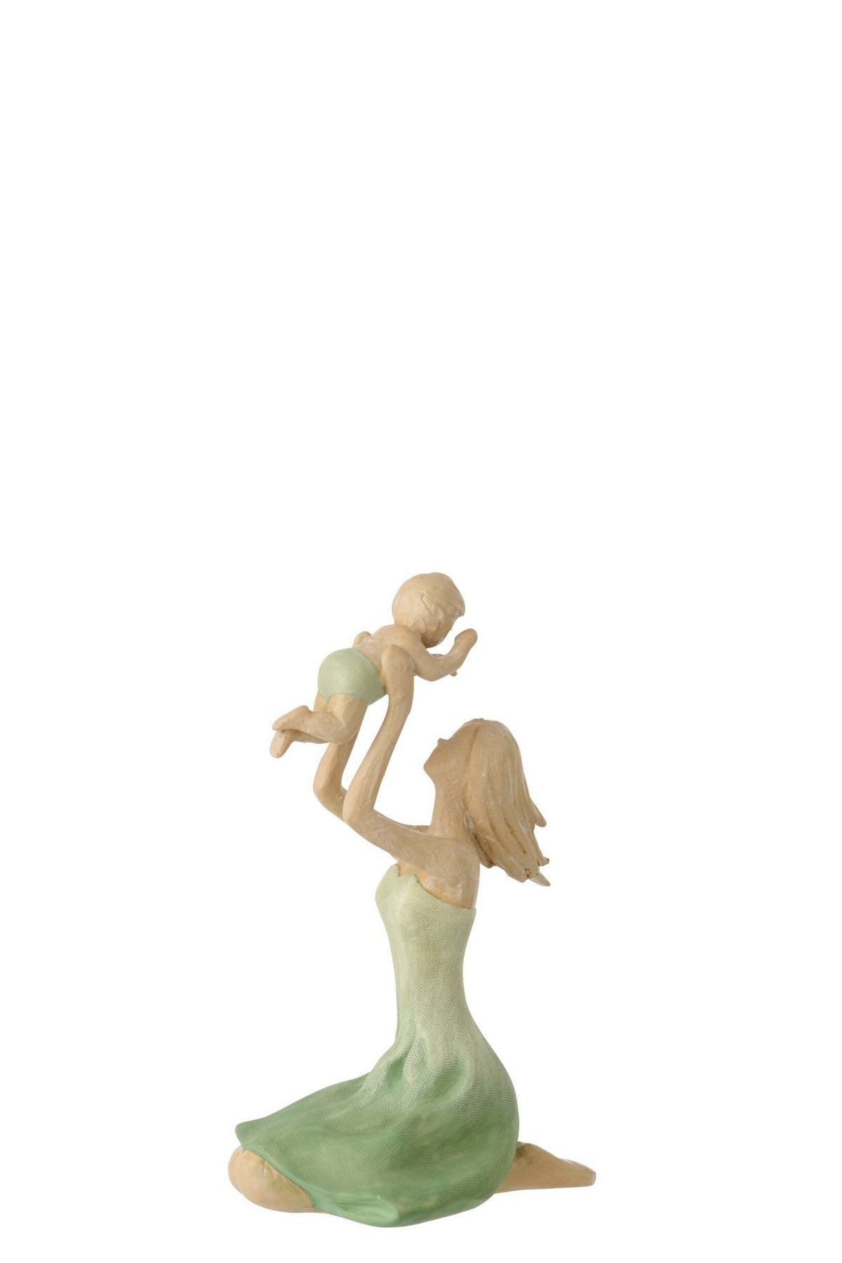 J-Line decoratie Moeder + Baby - polyresin - groen/ecru