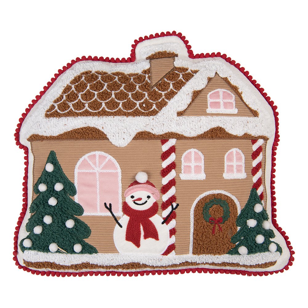 Sierkussen Gingerbread house 40x36x4 cm Bruin Polyester Huizen