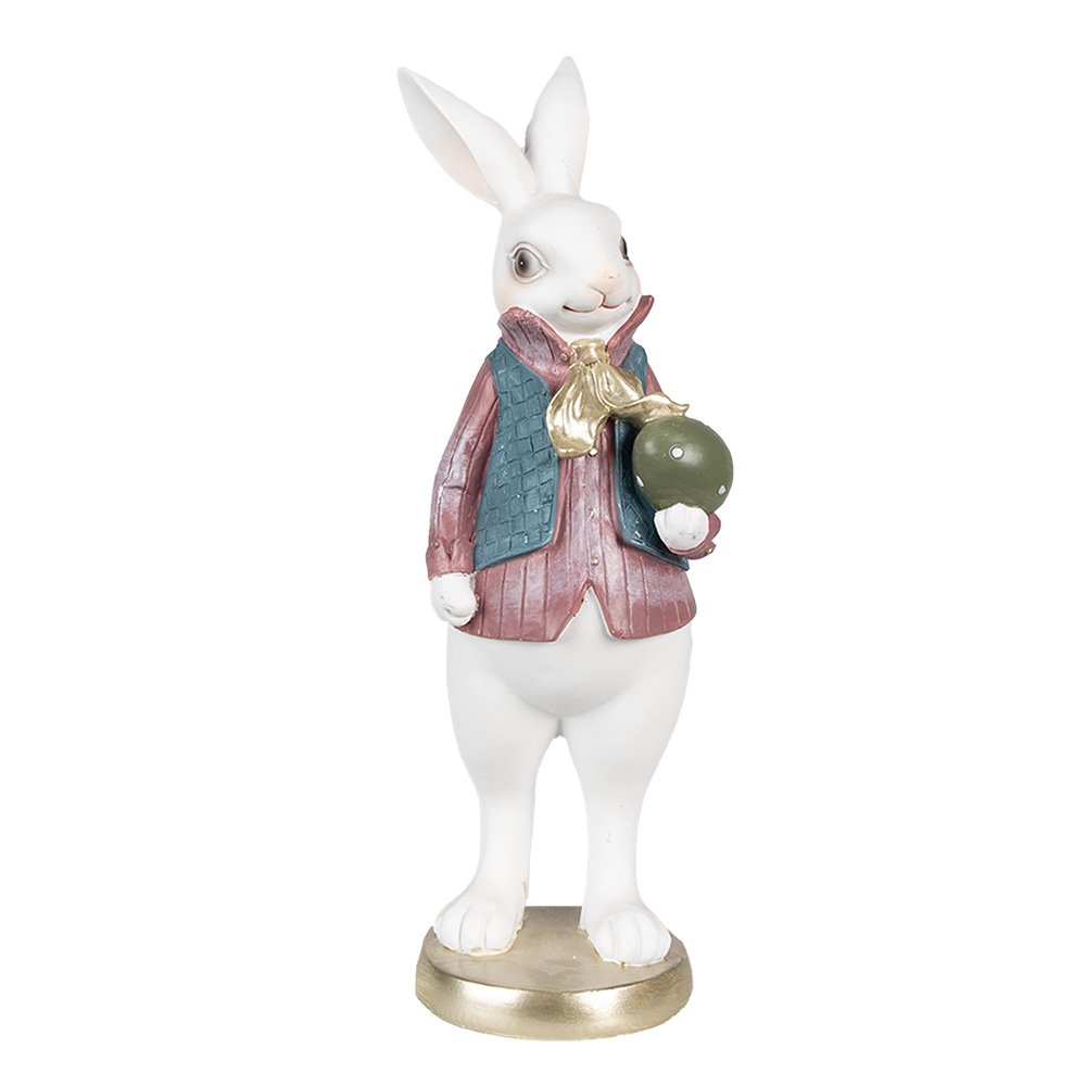 Beeld Konijn 26 cm Wit Polyresin Paasdecoratie