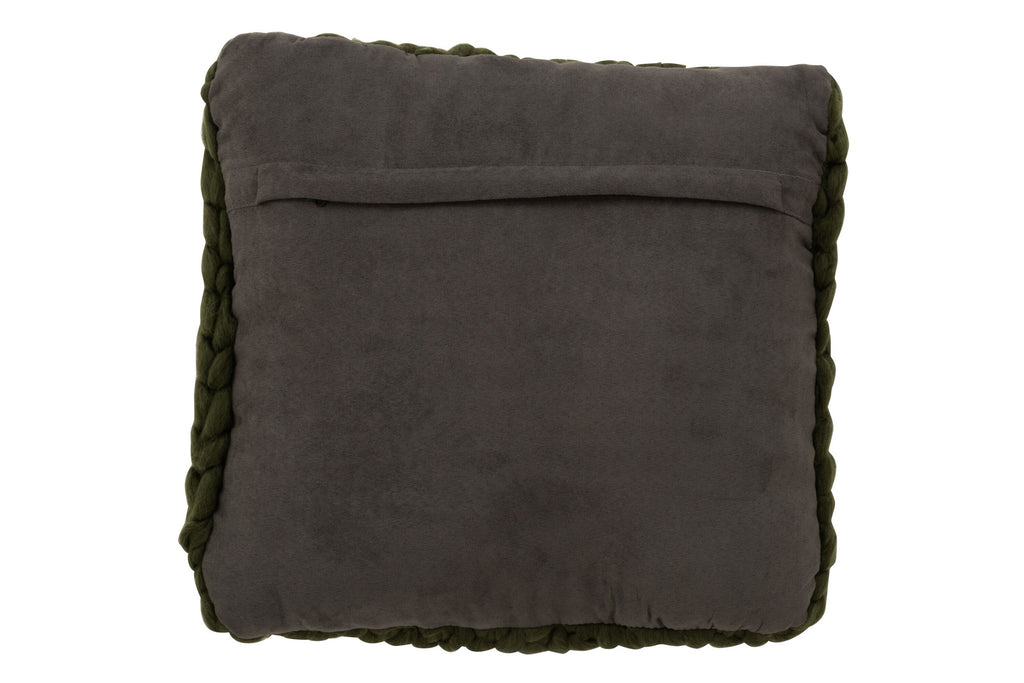 J-Line kussen Gebreid Acryl - polyester - groen