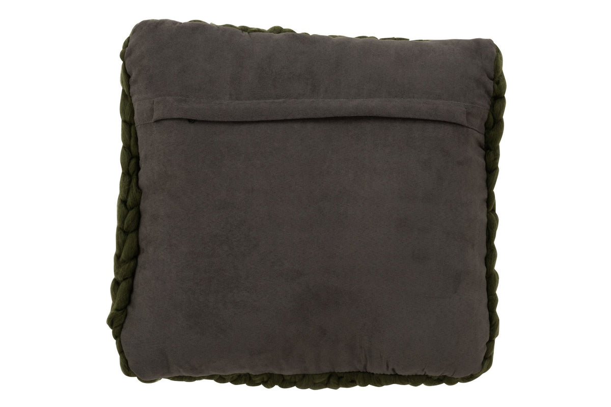 J-Line kussen Gebreid Acryl - polyester - groen