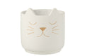 J-Line bloempot Kat - cement - wit/goud - large - Ø 19 cm