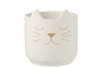 J-Line bloempot Kat - cement - wit/goud - large - Ø 19 cm