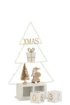 J-Line Kerstboom Kalender+Led Hout Wit/Goud