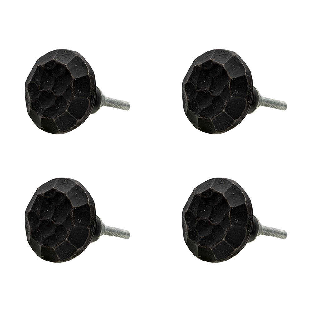 Deurknop set van 4 Ø 4 cm Zwart ijzer Meubelknop