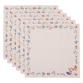 Servetten Katoen Set van 6 40x40 cm Beige Blauw Katoen Kip en Haan Servet Stof