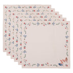 Servetten Katoen Set van 6 40x40 cm Beige Blauw Katoen Kip en Haan Servet Stof