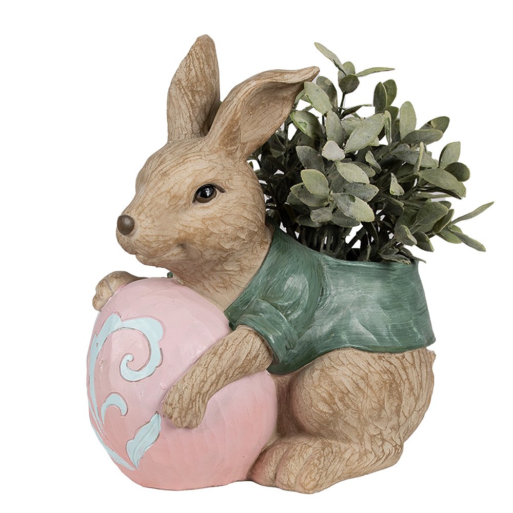 Bloempot Konijn 30 cm Bruin Groen Polyresin Paasdecoratie