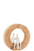 J-Line Figuur Koppel Zit Mango Hout/Aluminium Naturel/Wit