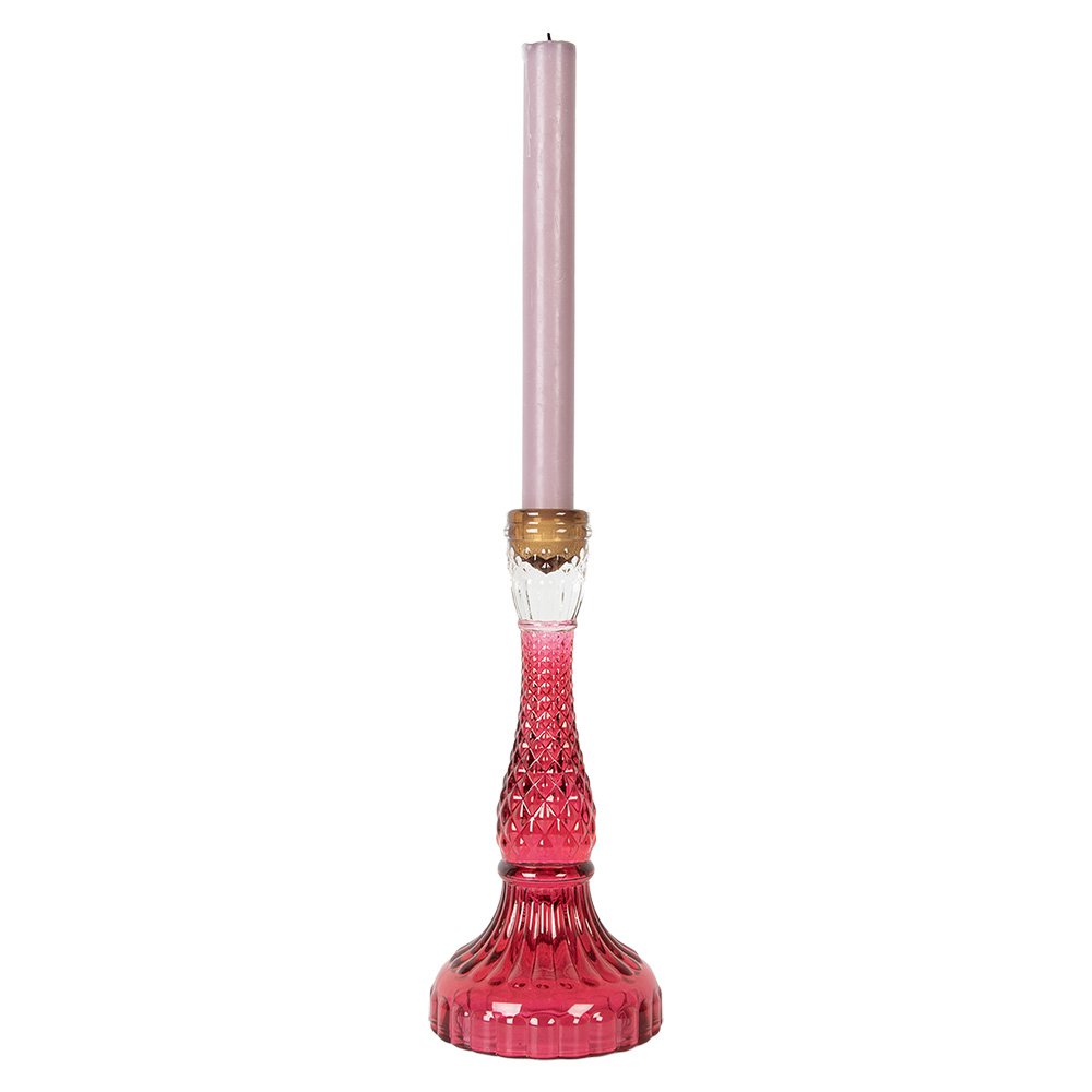 Kandelaar Ø 10x22 cm Roze Glas