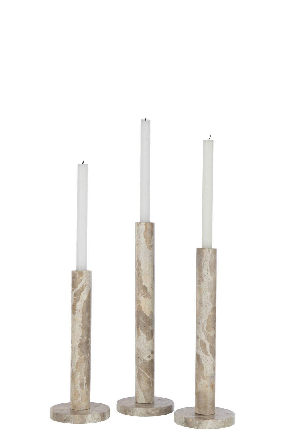 J-Line kaarshouder Marmer - steen - beige - set van 3