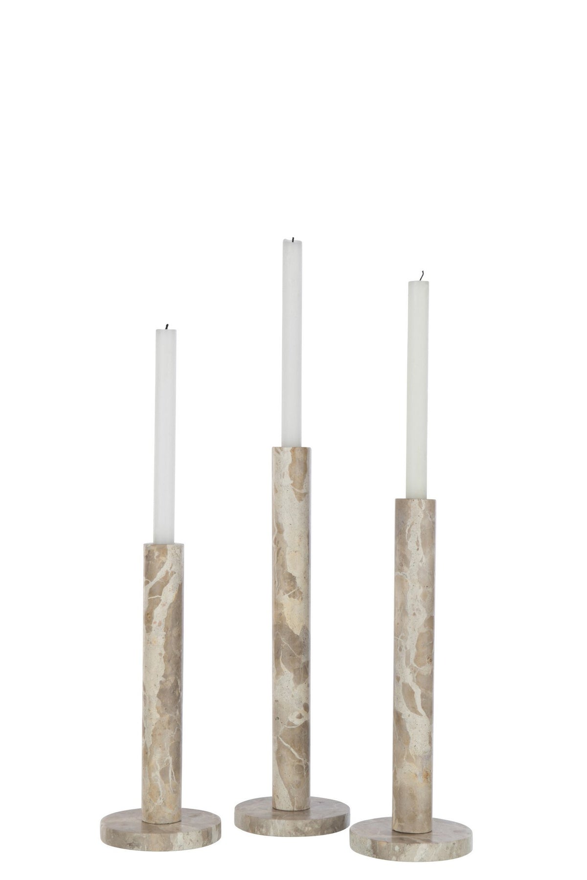 J-Line kaarshouder Marmer - steen - beige - set van 3
