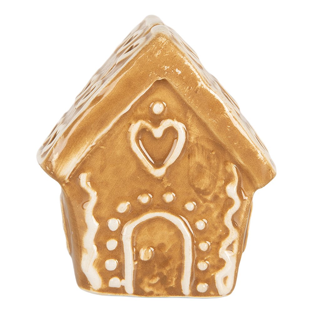 Kaarthouder Gingerbread house 5x4x6 cm Bruin Keramiek