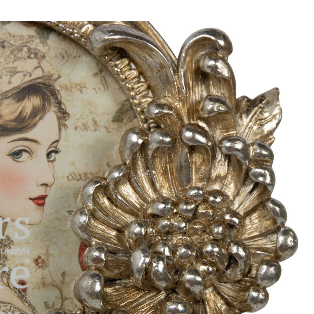 Fotolijst rond vlinder hars zilver 13,5x3,7x17cm