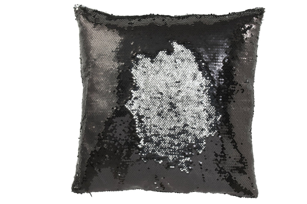 J-Line Kussen Omkeerbaar Sequin Zwart/Zilver