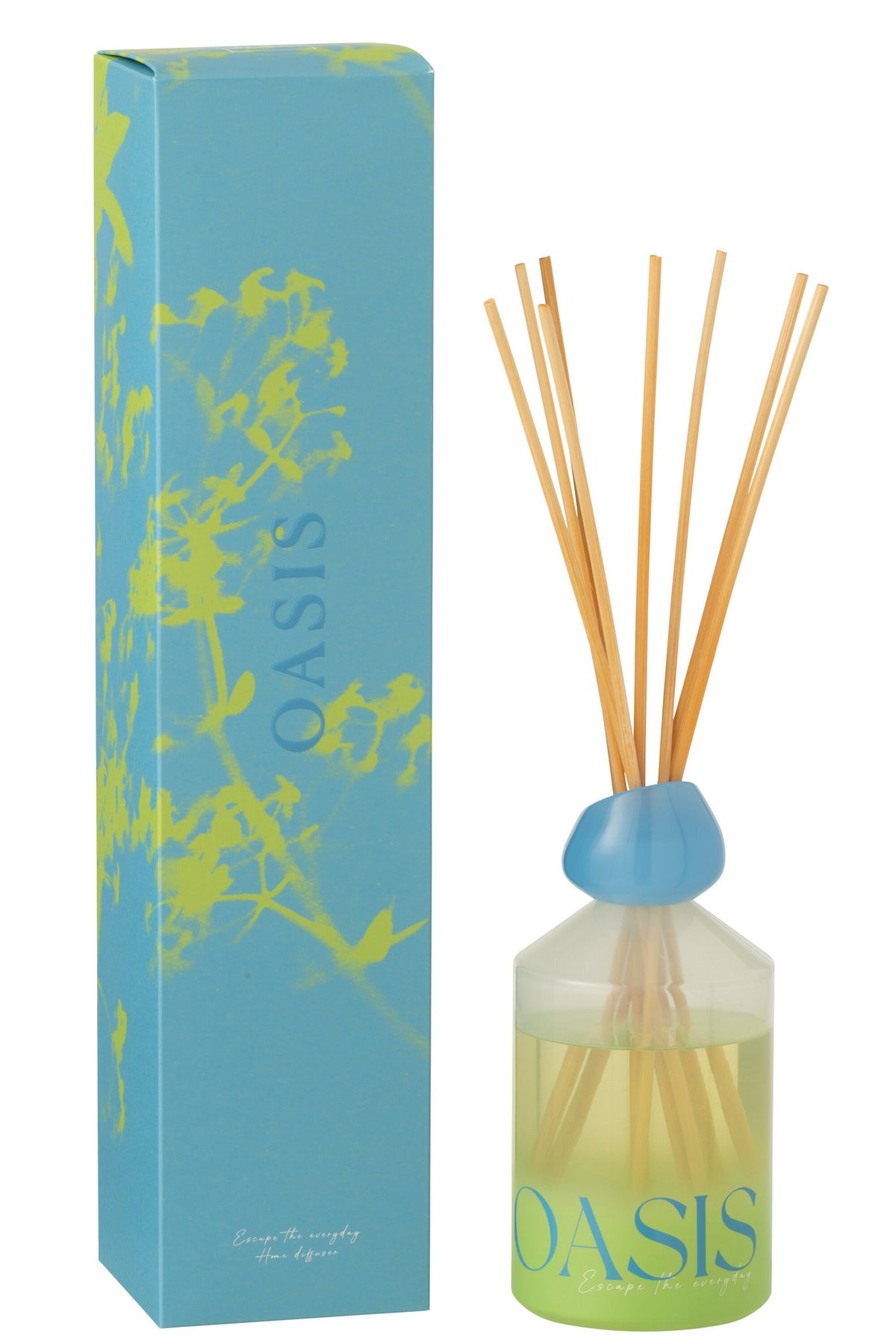 J-Line geurstokjes Oasis - Spring Ivy & Nerolia - glas - blauw - L