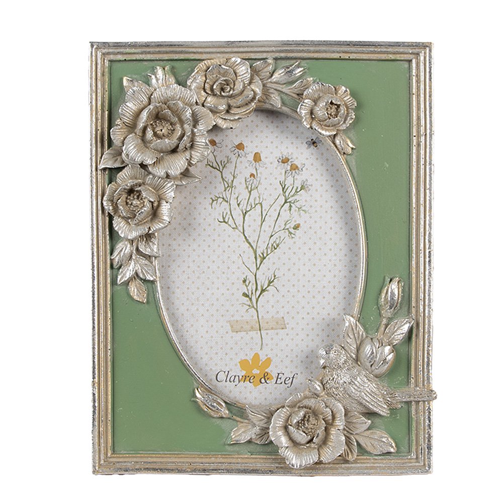 Fotolijst 10x15 cm Zilverkleurig Polyresin Bloemen Fotokader